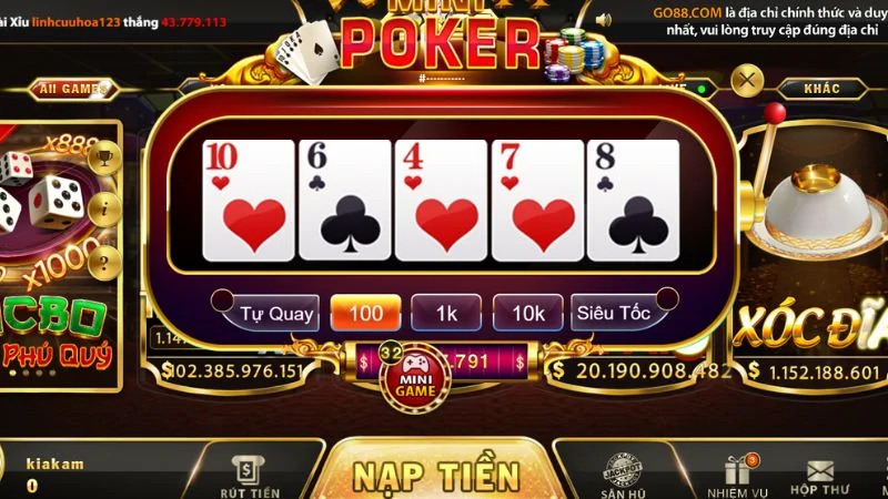 Mini Poker Top 88 với luật đơn giản